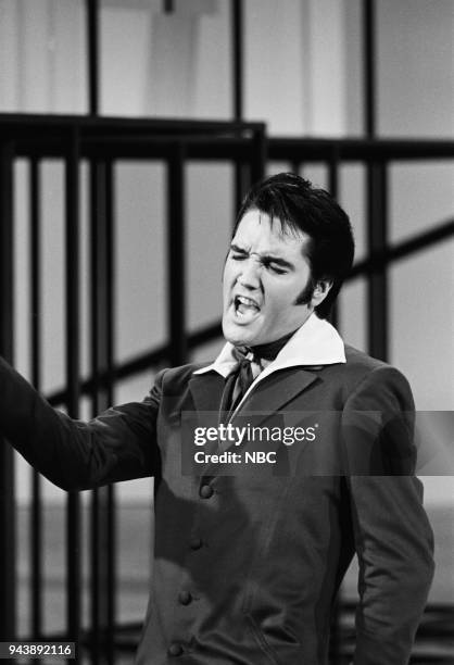 Pictured: Elvis Presley during his '68 Comeback Special on NBC --