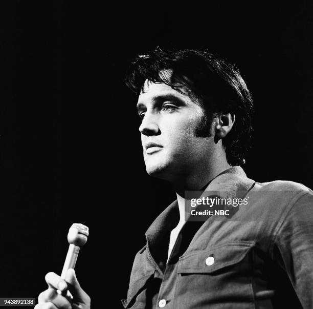 Pictured: Elvis Presley during his '68 Comeback Special on NBC --