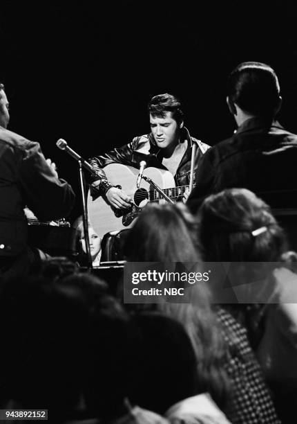 Pictured: Elvis Presley during his '68 Comeback Special on NBC --