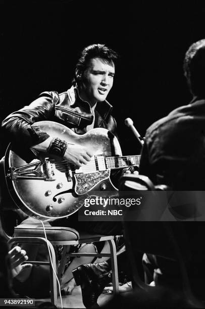 Pictured: Elvis Presley during his '68 Comeback Special on NBC --