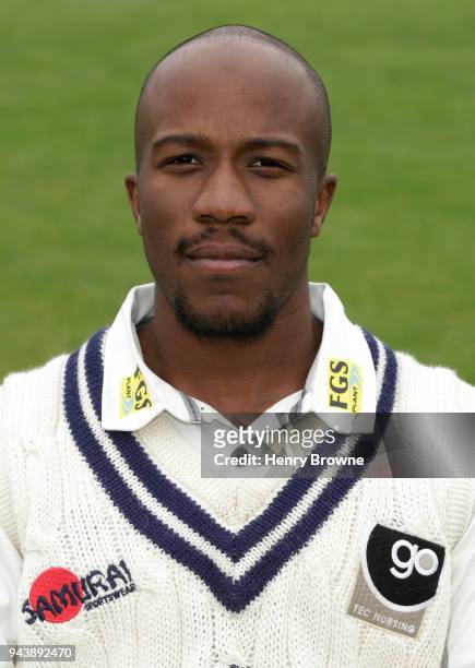 Daniel Bell-Drummond of Kent poses for a portrait during a Kent CCC photocall at The Spitfire Ground on April 9, 2018 in Canterbury, England.