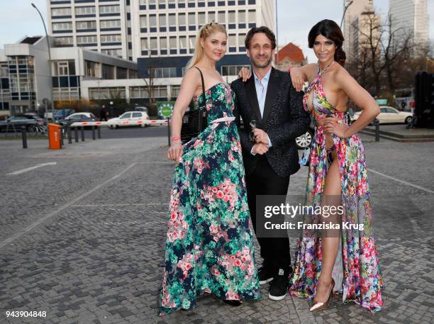 Yvonne Woelke, Falk Willy Wild and Micaela Schaefer attend the Victress Awards gala on April 9, 2018 in Berlin, Germany.