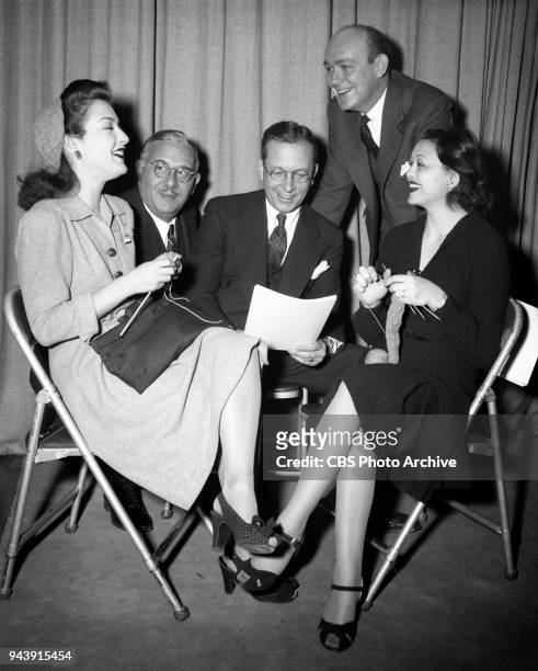 Life Can Be Beautiful, a CBS Radio soap opera. Left to right, Mitzi Gould, Ralph Locke ; Matt Crowley; Oliver Barber, producer-director; and Alice...