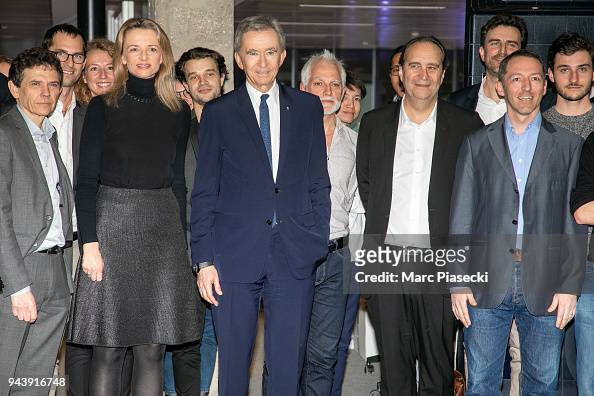 Delphine Arnault, Bernard Arnault and Xavier Niel attends the