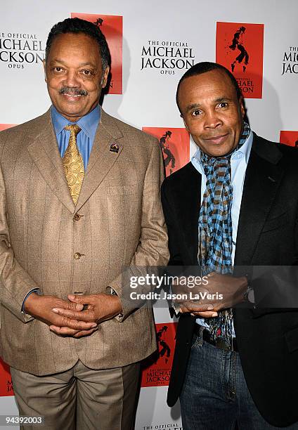 Reverend Jesse Jackson and Sugar Ray Leonard attend the unveiling of "The Official Michael Jackson Opus" publication at Luxe Hotel on December 8,...