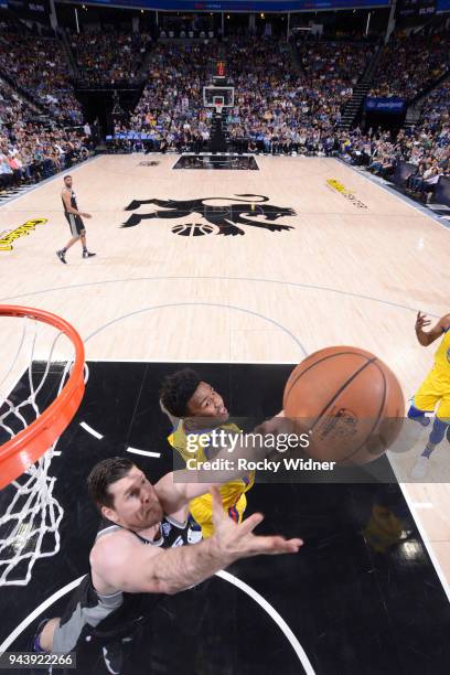 Jack Cooley of the Sacramento Kings rebounds against the Golden State Warriors on March 31, 2018 at Golden 1 Center in Sacramento, California. NOTE...