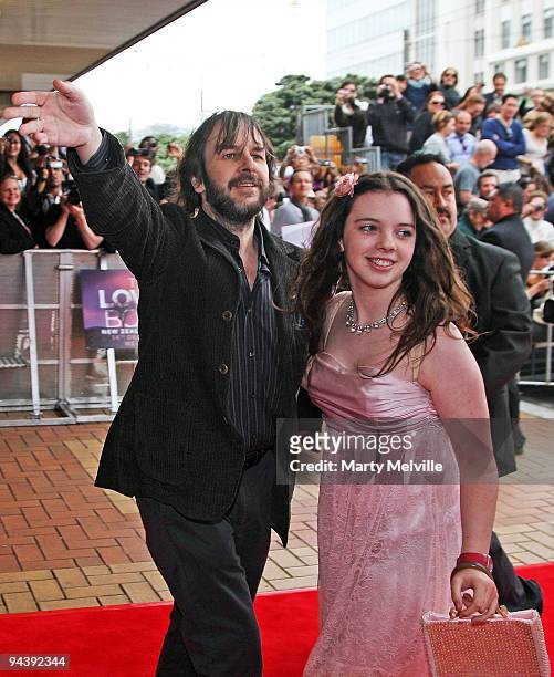 Director Peter Jackson walks the red carpet with his daughter Katie Jackson during the The Lovely Bones Premiere at the Embassy Theatre on December...