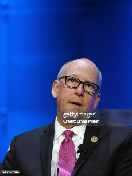 Chairman of the House Energy and Commerce Committee U.S. Rep. Greg Walden speaks during the 2018 NAB Show opening at the Las Vegas Convention Center...