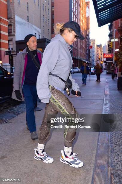 Rita Ora seen out and about in Manhattan on April 8, 2018 in New York City.