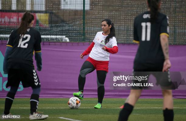 Former Afghanistan women's football captain Khalida Popal attends a training session in south London on March 30, 2018. - Former Afghanistan women's...