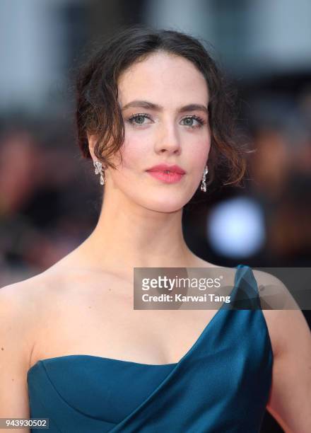 Jessica Brown Findlay attends 'The Guernsey Literary And Potato Peel Pie Society' World Premiere at The Curzon Mayfair on April 9, 2018 in London,...