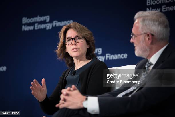 Amy Myers Jaffe, director of the energy security & climate change program for the Council of Foreign Relations, speaks on a panel during the BNEF...