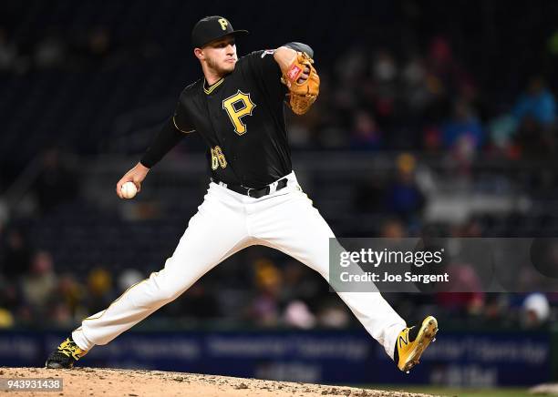 Dovydas Neverauskas of the Pittsburgh Pirates pitches during the game against the Cincinnati Reds at PNC Park on April 7, 2018 in Pittsburgh,...