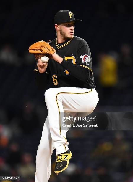 Dovydas Neverauskas of the Pittsburgh Pirates pitches during the game against the Cincinnati Reds at PNC Park on April 7, 2018 in Pittsburgh,...