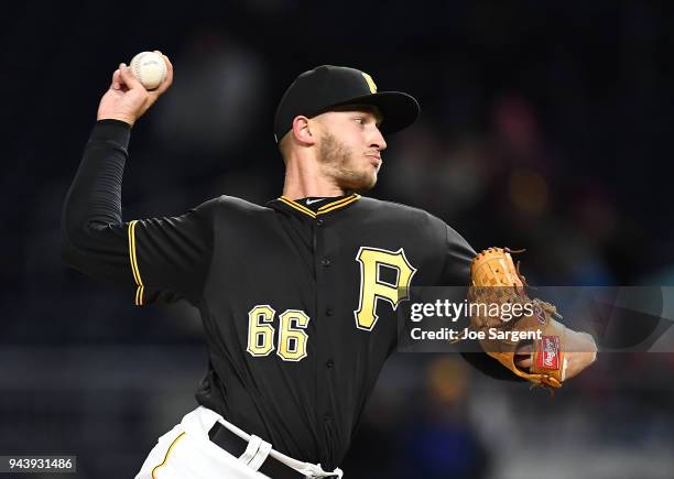 Dovydas Neverauskas of the Pittsburgh Pirates pitches during the game against the Cincinnati Reds at PNC Park on April 7, 2018 in Pittsburgh,...