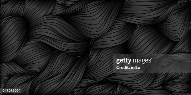 black waved background - plait stock illustrations