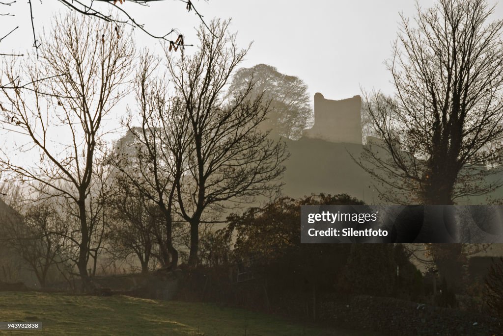 Through Bare Branches Peveril Castle Stands Upon Hill