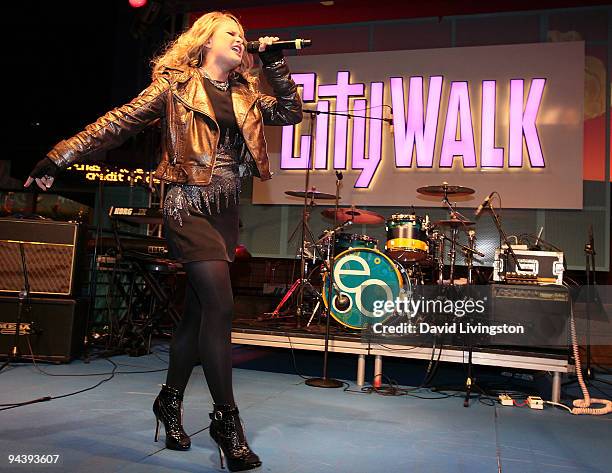 Singer Savannah Outen performs on stage during a CityRockin' Holidays Benefit Concert at Universal CityWalk on December 13, 2009 in Universal City,...