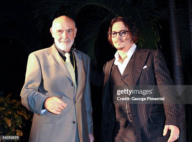 Actor Sir Sean Connery and actor Johnny Depp at the 6th Annual Bahamas Film Festival special tribute and presentation at the Balmoral Club on...