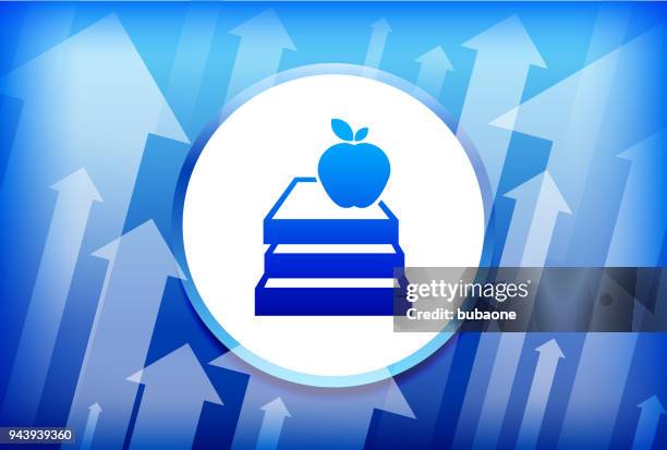 apple & books blue up arrows background - apple arrow stock illustrations
