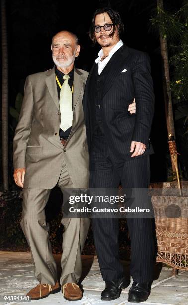 Sir Sean Connery and actor Johnny Depp attend the Johnny Depp tribute during the 6th Annual Bahamas International Film Festival at Atlantis Paradise...