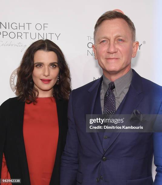 Rachel Weisz and Daniel Craig attend The Opportunity Network's 11th Annual Night of Opportunity at Cipriani Wall Street on April 9, 2018 in New York...