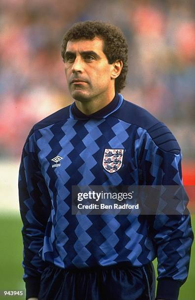 England goalkeeper Peter Shilton lines up before the International Friendly match against Denmark at the Idrusparken Stadium in Copenhagen, Denmark....