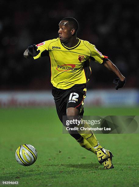 Lloyd Doyley of Watford in action during the Coca-Cola Championship match between Watford and Derby County at Vicarage Road on December 12, 2009 in...