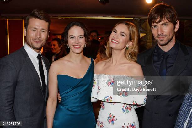 Glen Powell, Jessica Brown Findlay, Lily James and Michiel Huisman attend the World Premiere of "The Guernsey Literary And Potato Peel Pie Society"...