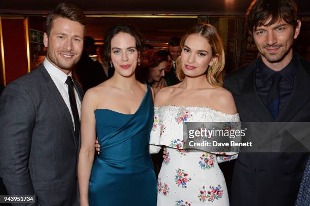 Glen Powell, Jessica Brown Findlay, Lily James and Michiel Huisman attend the World Premiere of "The Guernsey Literary And Potato Peel Pie Society"...