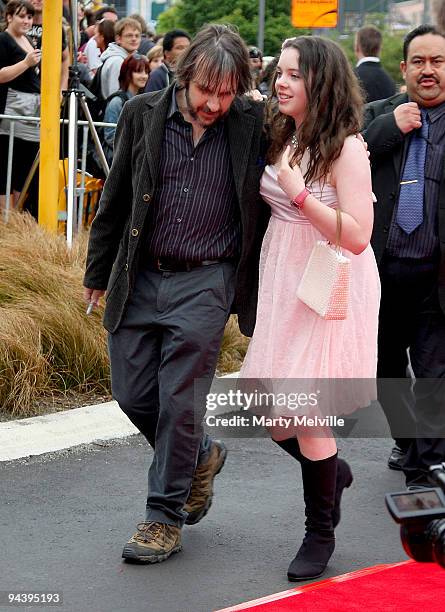 Peter Jackson and his daughter Katie walk the red carpet during the The Lovely Bones Premiere at the Embassy Theatre on December 14, 2009 in...