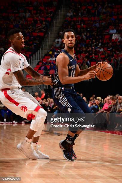 Ish Smith of the Detroit Pistons handles the ball against the Toronto Raptors on April 9, 2018 at Little Caesars Arena, Michigan. NOTE TO USER: User...