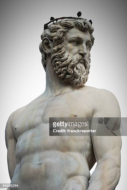 marble statue portrait of nettuno - animal body stock pictures, royalty-free photos & images