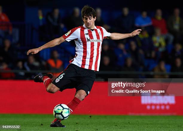 Mikel San Jose of Athletic Club in action during the La Liga match between Villarreal and Athletic Club at Estadio de La Ceramica on April 9, 2018 in...