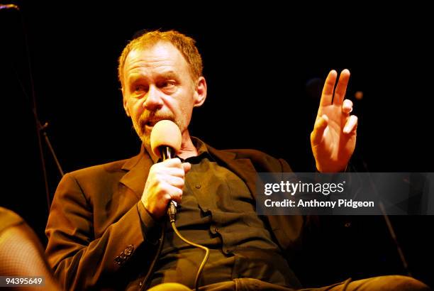 Author and journalist David Carr is interviewed on the LiveWire! Radio Show at the Aladdin Theater on June 13th 2009 in Portland, Oregon, United...