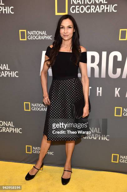Famke Janssen attends the "America Inside Out" New York Premiere at Museum of Modern Art on April 9, 2018 in New York City.