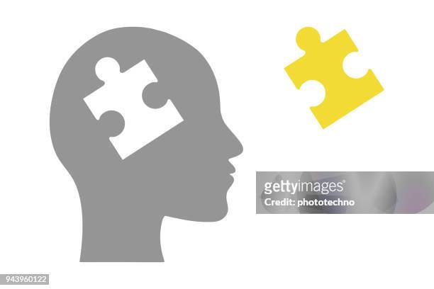 human head of puzzle - neuroscience stock illustrations