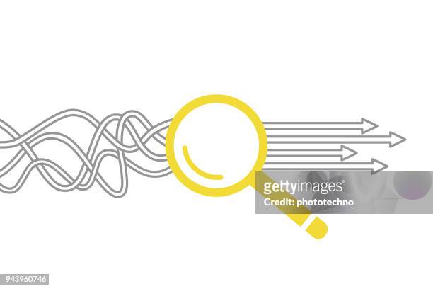 solution concept with magnifying glass - solution stock illustrations