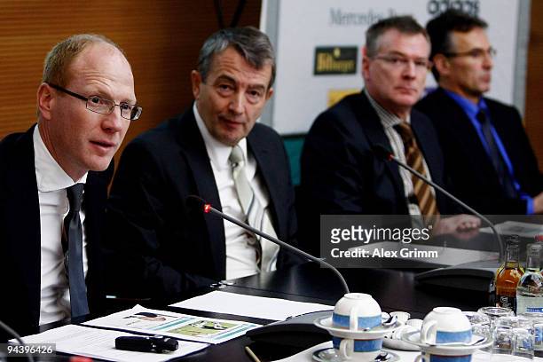 Matthias Sammer, Sports Director of the German Football Association , DFB General Secretary Wolfgang Niersbach, DFB Director Helmut Sandrock and...
