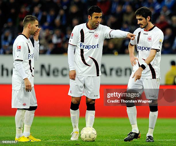 Selim Teber of Frankfurt gestures during the Bundesliga match between TSG 1899 Hoffenheim and Eintracht Frankfurt at Rhein-Neckar Arena on December...