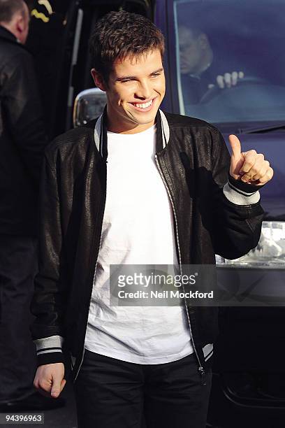 Joe McElderry X-Factor 2009 winner sighted leaving the ITV Studios on December 14, 2009 in London, England.