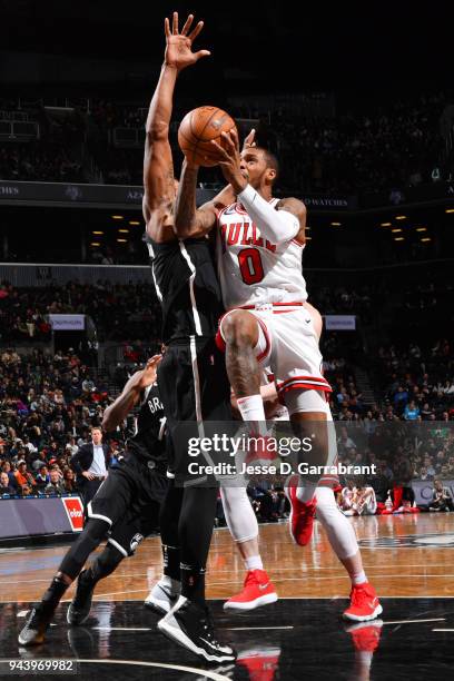 Sean Kilpatrick of the Chicago Bulls shoots the ball during the game against the Brooklyn Nets on April 9, 2018 at Barclays Center in Brooklyn, New...