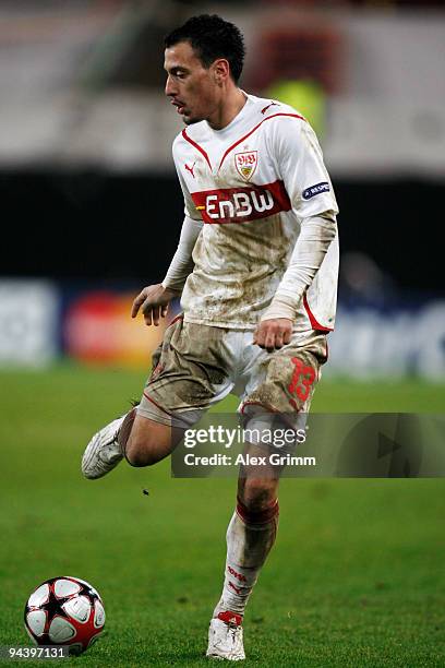 Timo Gebhart of Stuttgart runs with the ball during the UEFA Champions League Group G match between VfB Stuttgart and Unirea Urziceni at the...