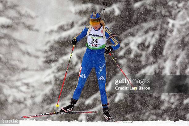 Anna Maria Nilsson of Sweden competes during the Women's 7,5 km Sprint in the IBU Biathlon World Cup on December 11, 2009 in Hochfilzen, Austria.