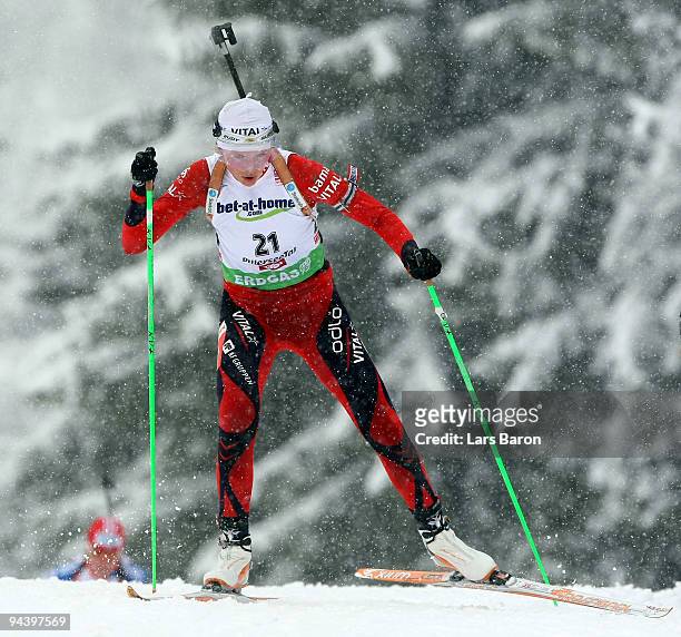 Solveig Rogstad of Norway competes during the Women's 7,5 km Sprint in the IBU Biathlon World Cup on December 11, 2009 in Hochfilzen, Austria.