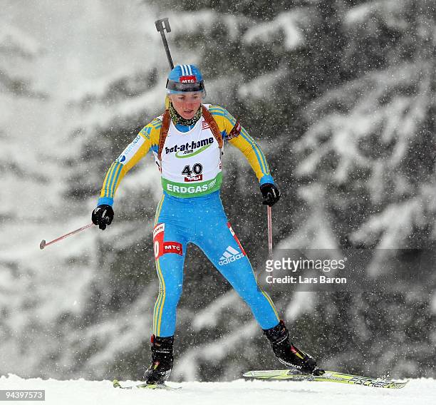 Vita Semerenko of Ukraine competes during the Women's 7,5 km Sprint in the IBU Biathlon World Cup on December 11, 2009 in Hochfilzen, Austria.