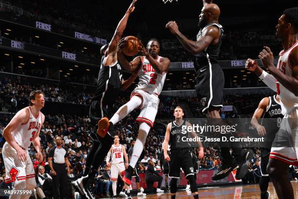 Jerian Grant of the Chicago Bulls handles the ball during the game against the Brooklyn Nets on April 9, 2018 at Barclays Center in Brooklyn, New...