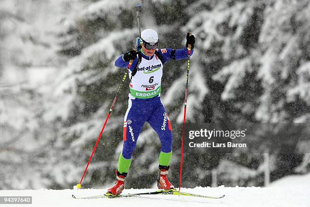 Andreja Mali of Slovenia competes during the Women's 7,5 km Sprint in the IBU Biathlon World Cup on December 11, 2009 in Hochfilzen, Austria.