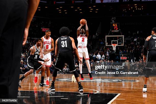 Jerian Grant of the Chicago Bulls shoots the ball during the game against the Brooklyn Nets on April 9, 2018 at Barclays Center in Brooklyn, New...