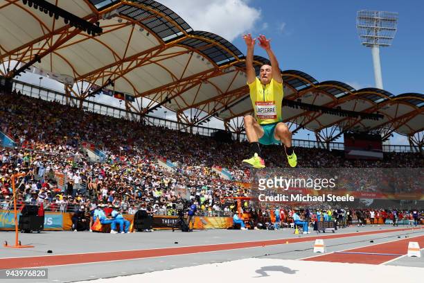 Fabrice Lapierre of Australia competes in the Men's Long Jump qualification during the Athletics on day six of the Gold Coast 2018 Commonwealth Games...
